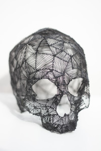 3d skull sketched with lix pen