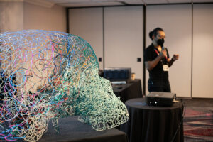 Showing the EL wire sculpture at DEFCON